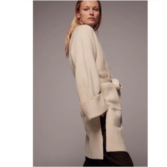 Zara Belted Knit Cardigan Knit Coat NWT - Picture 3 of 8